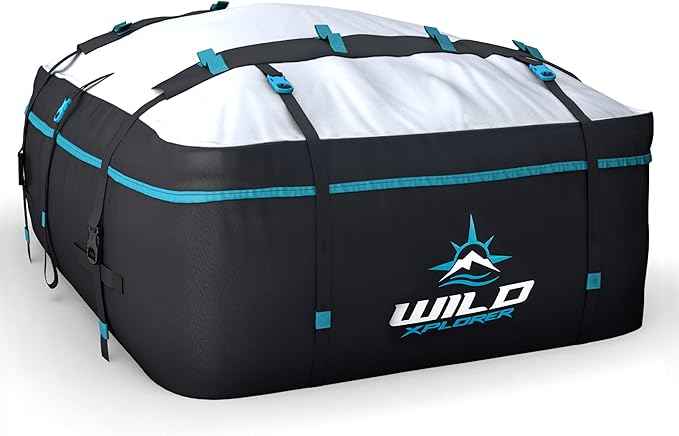 Rooftop Cargo Carrier - 15 Cubic Feet (L), Waterproof Soft Shell Car Roof Cargo Carrier, Heavy Duty Car Top Luggage Cargo Bag with Patented Door Hooks and Non-Slip Mat