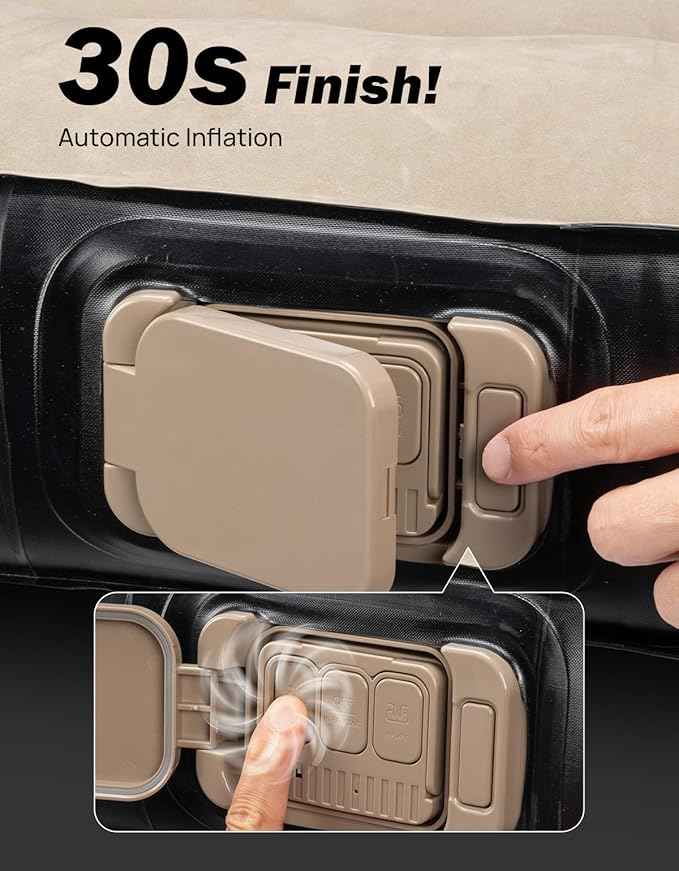 JOYTUTUS 6.4-6.7Ft Truck Bed Air Mattress with Built-in Air Pump, Inflatable Mattress Full Size Regular Beds for Outdoor Camping,with Carry Bag&Cup Holder,Black