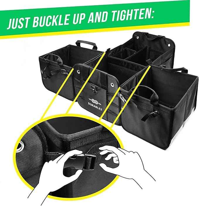 Trunk Organizer 5-Section Modular XL Car Storage System – Extra Large Cargo Organizer for Car Trunk, Foldable Multi-Compartment Auto Organizer, Heavy Duty Oxford 1680D – Black