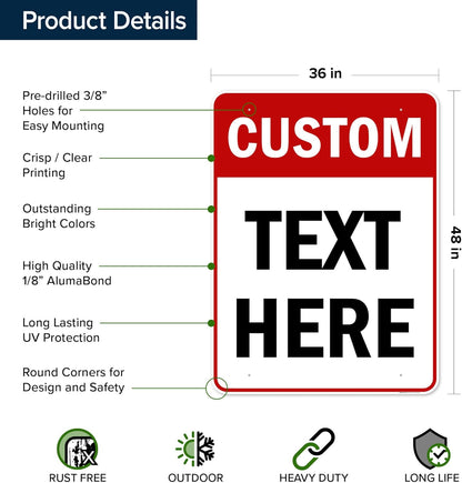 Custom Sign, Custom Sign for Business, Indoor/Outdoor use. 36x48 Inches, Rust Free DiBound, Fade Resistant, Made in USA by My Sign Center (Header)