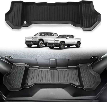 BestEvMod for Rivian R1T R1S All-Weather Front Trunk Mat TPE Material Rubber Cargo Liner Compatible with Rivian R1T R1S 2022 2023 2024 Accessories (Lower Layer)