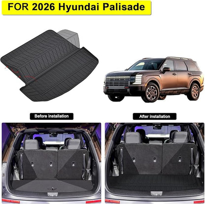 Floor Mats for 2026 Hyundai Palisade Gas Accessories, fit SE、SEL、SEL Convenience、SEL Premium、Limited、XRT、Calligraphy,TPE All Weather Protection Full Coverage Trunk Liner & Floor Liner for Palisade