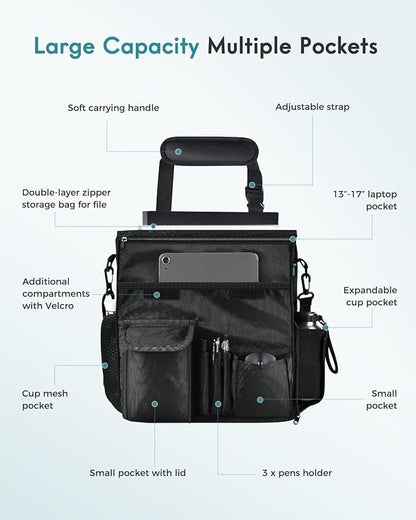 FLORICH Car Front Seat Organizer, Car Laptop Holder Backseat Organizer for Work, Automatic Document Holder Multi-Pocket Storage Organizer, Car Seat Back Storage Bag with Cup Holder