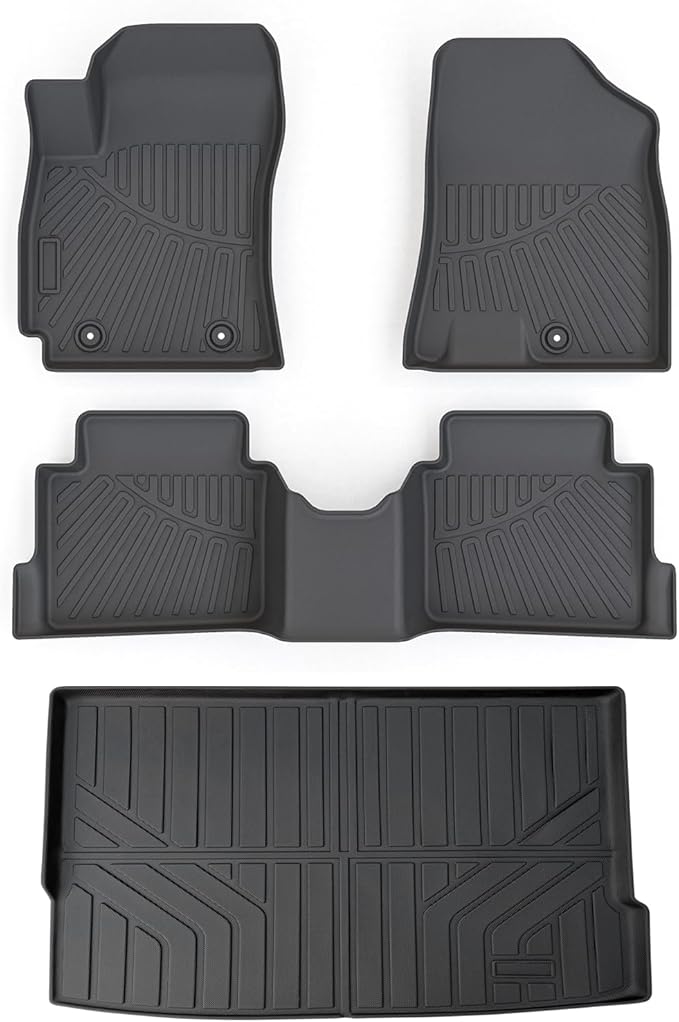Cartist Floor Mats and Cargo Liner Fit for Hyundai Kona 2024 2025 2026 (No Electric Model) Limited | N Line | SE | SEL Accessories All Weather TPE 1st & 2nd Row Car Rear Trunk Mats