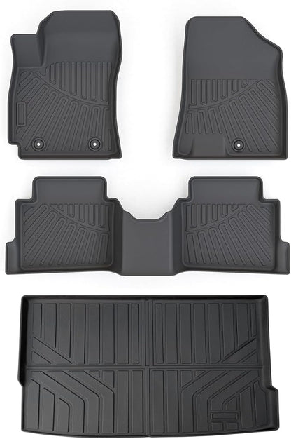 Cartist Floor Mats and Cargo Liner Fit for Hyundai Kona 2024 2025 2026 (No Electric Model) Limited | N Line | SE | SEL Accessories All Weather TPE 1st & 2nd Row Car Rear Trunk Mats