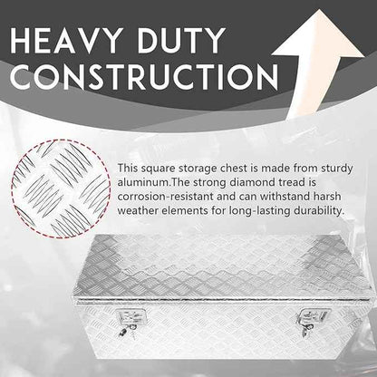 48 * 18 * 18 Aluminum Heavy Duty Diamond Plate ToolBox Chest Box Pick Up Truck Bed RV Trailer Toolbox Storage Organizer with T-Handle Latch Dual Lock Keys - Silver