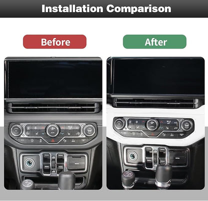 CheroCar for JL Center Console Headlight Air Conditioning Control Panel & Co-Pilot Handle Panel Interior Accessories fit for Jeep Wrangler JL JLU 2024+,White
