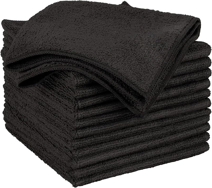 Microfiber Cleaning Cloth Black 12 Pack Premium Microfiber Towels for Cars (12 Count)