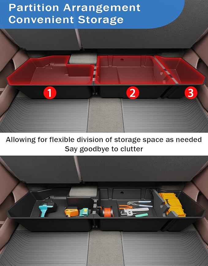 FengYu Under Seat Storage Box Compatible with 2019-2026 Chevy Chevrolet Silverado 1500/GMC Sierra 1500, 2020-2026 Silverado/Sierra 2500HD/3500HD Double Cab & Crew Rear Underseat Organizer Accessories