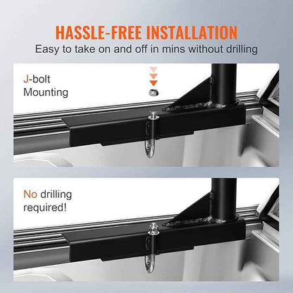 VEVOR Extendable Steel Truck Ladder Rack - 800 lbs Capacity, 46-71 inch, Non-Drilling for Kayak, Surfboard, Lumber, Ladder