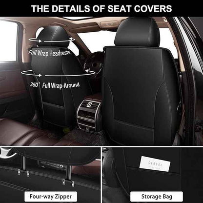 YORKNEIC Seat Covers for Jeep Renegade 2015-2023: 2 Row 5 Seat Full Set Leather Car Seat Covers Cushion (5 Seat Full Set, Black&Gray)