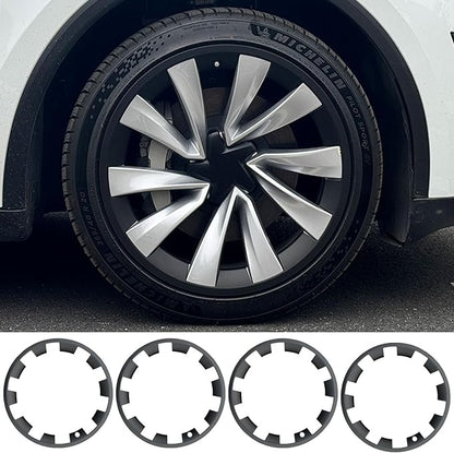 for Tesla Model Y 20 Inch Helix Wheel Rim Protector Hubcaps Helix Wheels Rim Cover Tire Trim Rings Matte Black 4Pcs Model Y Accessories