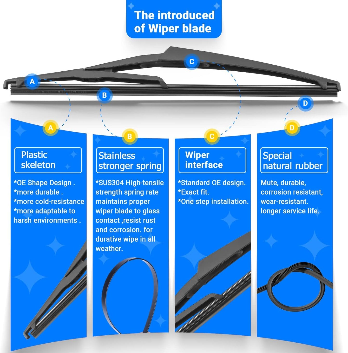 Windshield Wiper Blades Replacement for Nissan Rogue Sport 2017 2018 2019 2020 2021 2022 Original Factory Quality Front Rear Wipers Blade Set for My Car - 28" 18" 12" (Pack of 3)