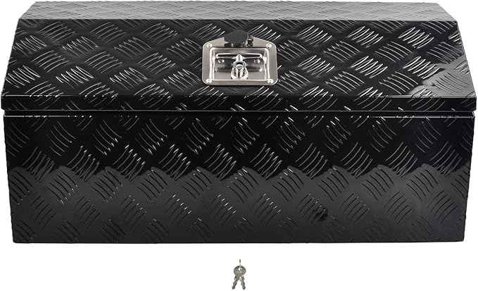 30 Inch Black Aluminum Tool Box Wide Utility Trailer Tongue 5 Bar Tread ToolBox for Pick Up Truck Bed RV ATV Organizer Trailer Storage Tool Box with Lock and Keys (30"x13.2"x13.5")