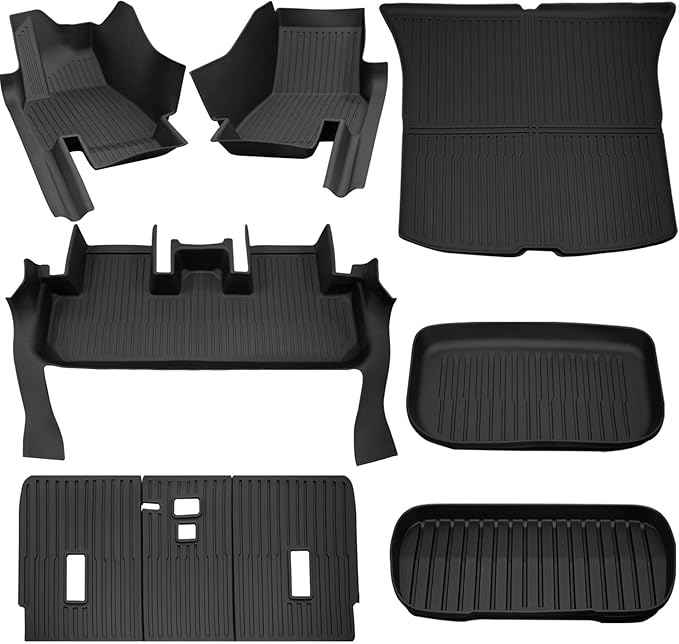 SUPER LINER Floor Mats Compatible with 2025-2026 Tesla Model Y Juniper - TPE Floor Liner& Accessories, Trunk Mats & Seat Back Cover Protector, CabinProtect™ Pro Kit Full-Cabin Protection System