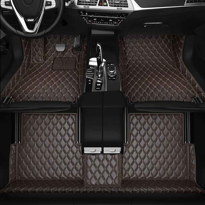 Customized Personalized car Floor MATS Luxury Full-Body car Floor mats are Suitable for 99% of Vehicle Models (Pickup Trucks/SUVs/sedans) and Offer Personalized Text Customization (Dark Brown)