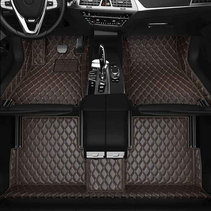 Customized Personalized car Floor MATS Luxury Full-Body car Floor mats are Suitable for 99% of Vehicle Models (Pickup Trucks/SUVs/sedans) and Offer Personalized Text Customization (Dark Brown)