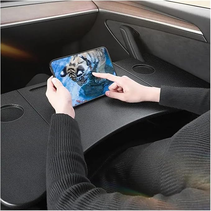 Food Tray Table Compatible for Tesla Model 3 Model Y Folding Car Steering Wheel Board Laptop Foldable Desk Mount Eating Drinks Tray Holder Auto Parts