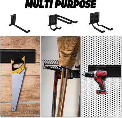 AIRTOON Garage Tool Organizer, 48 Inch Garage Organizer Wall Mounted Storage System with 9 Hooks, Max Load 500lbs Garage Storage for Garden Tools, Shovels, Trimmers, Hoses