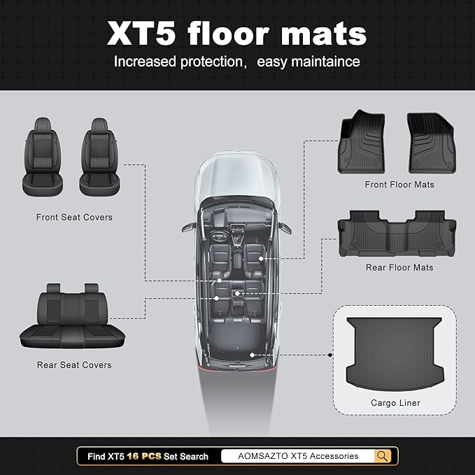 Cargo Mat fit for Cadillac XT5 2017-2025 2026: Custom Fit All Weather TPE Heavy Duty Cargo Liner 2026 XT5 Accessories