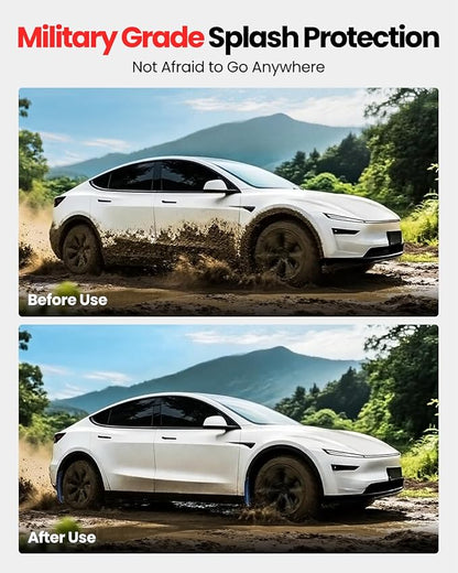 REEVAA 2026 Tesla New Model Y Juniper Accessories - Mud Flaps [Protect Paint, No Drilling Required] All-Weather Splash Guard Body Kits for Model Y Juniper 2025-2026, Black (Set of 4)