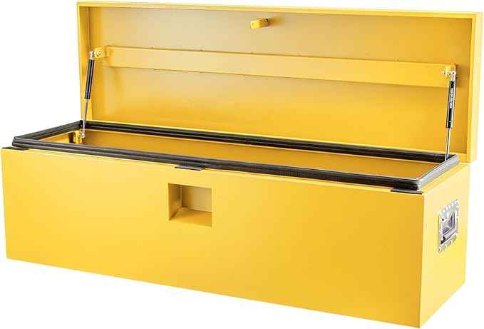 GarveeLife Heavy Duty Steel Truck Bed Tool Box – Waterproof Lockable Storage Chest with Rubber Seal & Keys, Underbody or Tongue Toolbox, Large Capacity for Pickup, Trailer, RV – Yellow - MHL