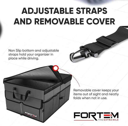FORTEM Trunk Organizer For SUV Car Trunk Organizer, Foldable Storage, Car Accessories for Women Men, Collapsible Bag, Perfect Christmas Gifts, 600D Oxford, Non Slip Bottom, Straps, Soft Cover (65L)