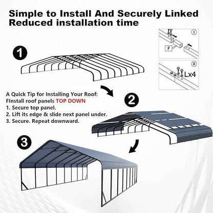20x40 FT Heavy Duty Extra Large Metal Carport with Vertical Roof Design - All Weather Protection Galvanized Steel Shelter for 2 Car, Dual Vehicle, RV and Boat Storage (20x40 FT)