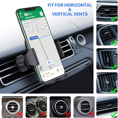 Miracase Phone Holders for Your Car with Metal Hook Clip, Air Vent Cell Phone Car Mount, Hands Free Universal Automobile Cradle Fit for iPhone Android and All Smartphones, Classic Black