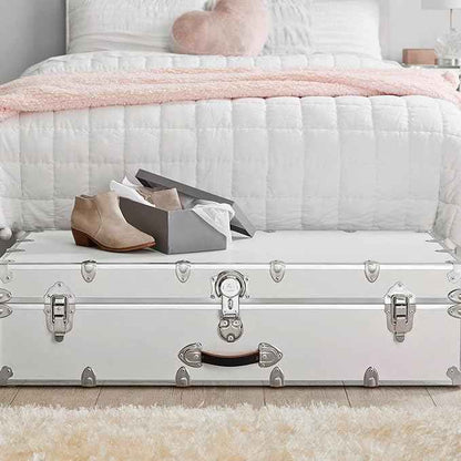 Rhino Trunk & Case Trundle Home Storage & College Trunk With Wheels - 44”x20”x12” - 1500+ lbs Capacity. USA Made Secure Under-Dorm Bed Footlocker for Clothes and Food, and Underbed Shoe Storage Box