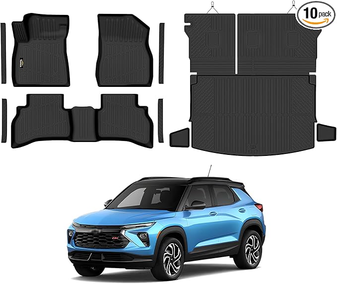 Floor Mats for Chevy Trailblazer AWD 2021-2025 2026 Trunk Mat with Backrest Mat All Weather TPE Full Set Liners & Door Sill Guards for Chevrolet Trailblazer Accessories, Black (Upper Cargo Floor Mat)