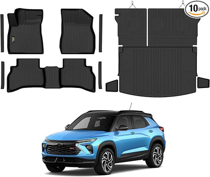 Floor Mats for Chevy Trailblazer AWD 2021-2025 2026 Trunk Mat with Backrest Mat All Weather TPE Full Set Liners & Door Sill Guards for Chevrolet Trailblazer Accessories, Black (Upper Cargo Floor Mat)