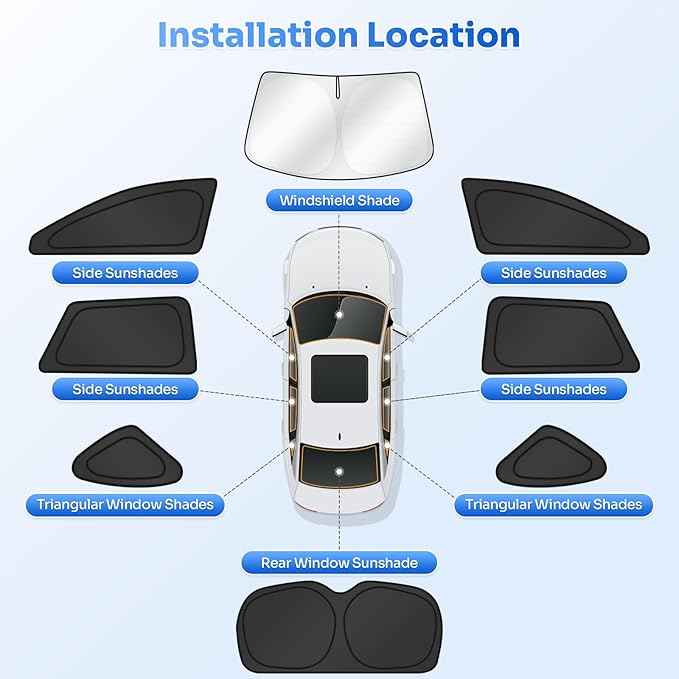 Window Shades for 2015-2019 Subaru Outback Accessories Windshield Sun Shade Side Rear Window Covers Sunshade Sun Visor Shield Privacy Protection for Camping Keep Vehicle Cool Black 8PCS