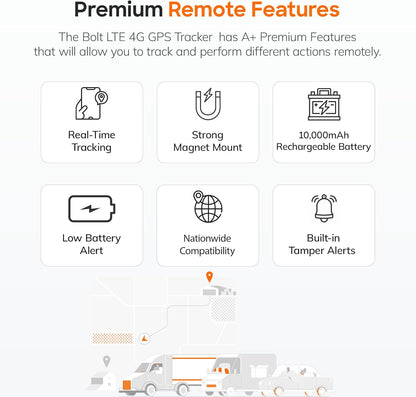 Bolt LTE 4G GPS Tracker for Vehicles, Cars, Trucks, Trailers, RVs, Equipment, & Shipments with 10,000mAh Rechargeable Battery, IP65 Waterproof, Magnetic Mount, Tamper Alerts, Easy Set Up