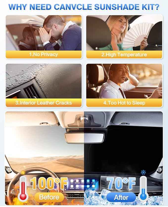 Sunshades for 2021-2025 2026 Nissan Rogue (NOT for Nissan Rogue Sport) Accessories Windshield Sunshade Side Rear Windows Sun Visor Privacy Protection Keep Vehicle Cool Black 8PCS