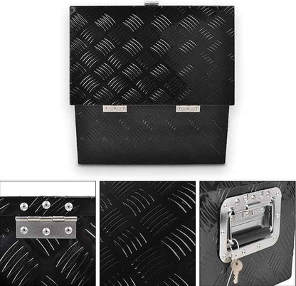 20 Inch Black Aluminum Tool Box 5 Bar Tread Flatbox for Truck Car Outdoor Trailer Pickup Underbody RV ATV Storage Tools Organizer with Lock Side Handle and Keys (20"X12"X9.5")