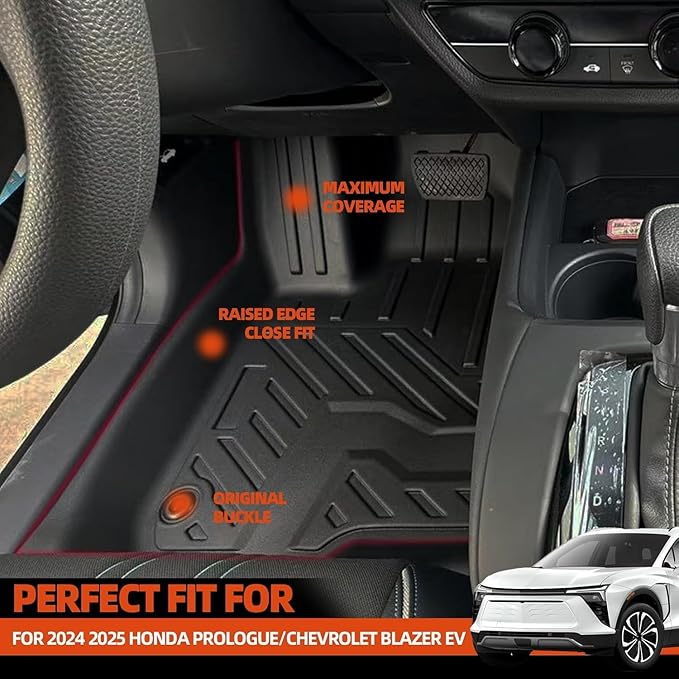 Custom Fit Floor Mats for 2024 2025 2026 Honda Prologue/Chevrolet Blazer EV, All Weather TPE Floor Liners with Trunk Mat & Backrest Protectors, Odorless Full Set Interior Accessories