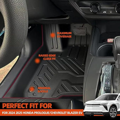 Custom Fit Floor Mats for 2024 2025 2026 Honda Prologue/Chevrolet Blazer EV, All Weather TPE Floor Liners with Trunk Mat & Backrest Protectors, Odorless Full Set Interior Accessories
