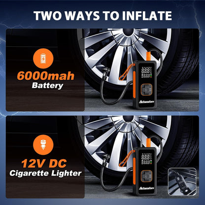 150PSI Tire Inflator Portable Air Compressor - Air Pump with Digital Pressure Gauge, LED Light, Auto Shut-Off Function - Cordless Pump for Car, Motorcycle, Bicycle, Balls and Car Accessories