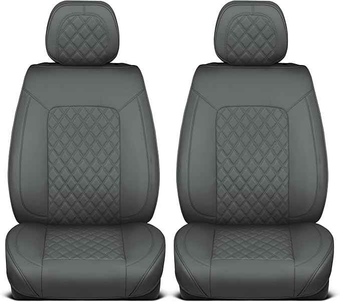 Prestige Edition Faux Leather Seat Covers for Cars, Trucks, & SUV – 2 Charcoal Car Seat Covers for Front Seats - Universal Fit Car Accessories Automotive Interior Protector for Most Vehicles