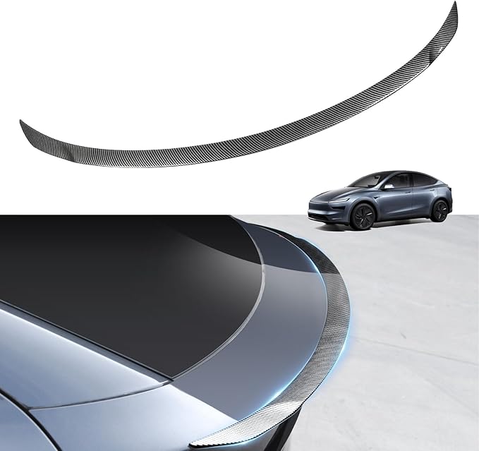 Spoiler for Tesla Model Y Juniper 2025 2026, Sporty OEM Style Trunk Wing ABS Aerodynamic Rear Lip Tail Spoiler for Model Y Juniper Exterior Accessories, Glossy Carbon Fiber