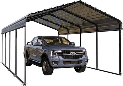 MFSTUDIO Carport 12x20 ft, Outdoor Heavy Duty Metal Shed Carports, Metal Garage Car Shelter Shade Car Port with Galvanized Roof, Frame and Bolts for Cars, Truck and Boats