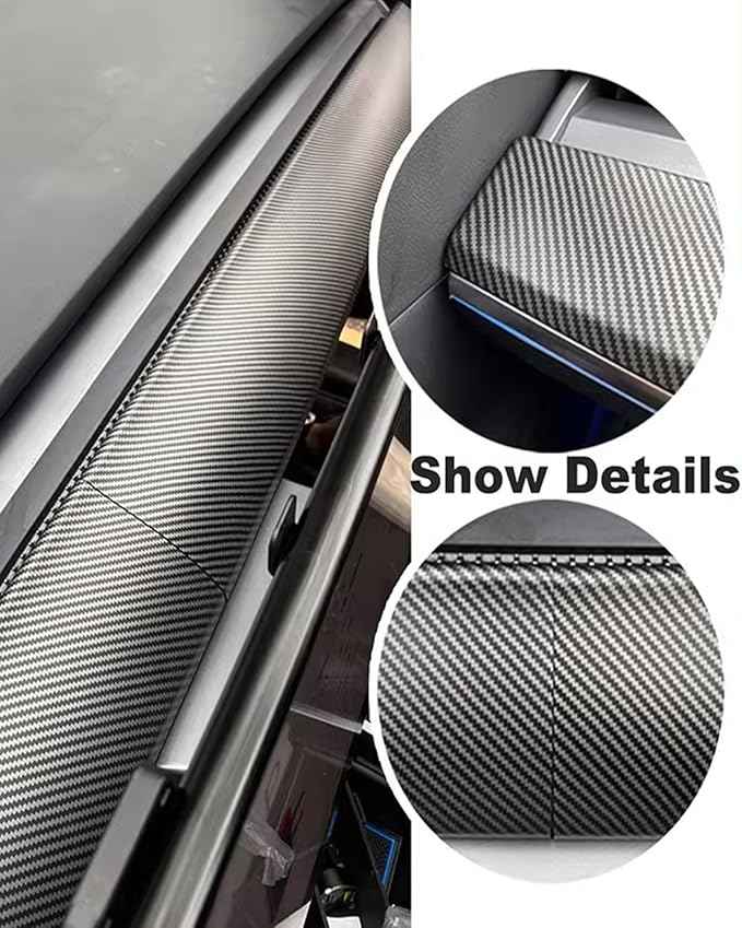 Dashboard Cover and Front Door Cover Compatible with Tesla Model 3（2017-2023） and Model y（2019-2024） (Matte Carbon Fiber Dashboard 2pcs only)