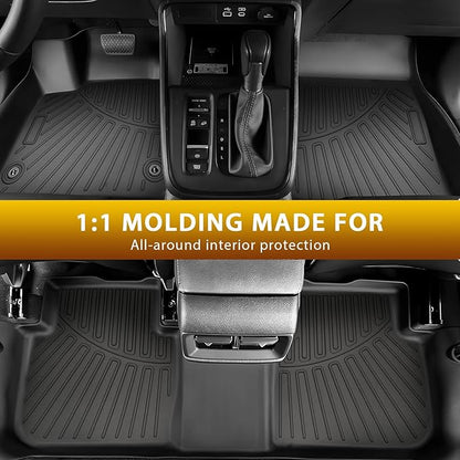 Powerty Floor Mat & Cargo Liner for Honda CRV 2023-2025 2026 (Include Hybrid), All Weather TPE Custom 1st & 2nd Row Floor Liner and Trunk (Upper Positon) Full Set Car Liners, Black
