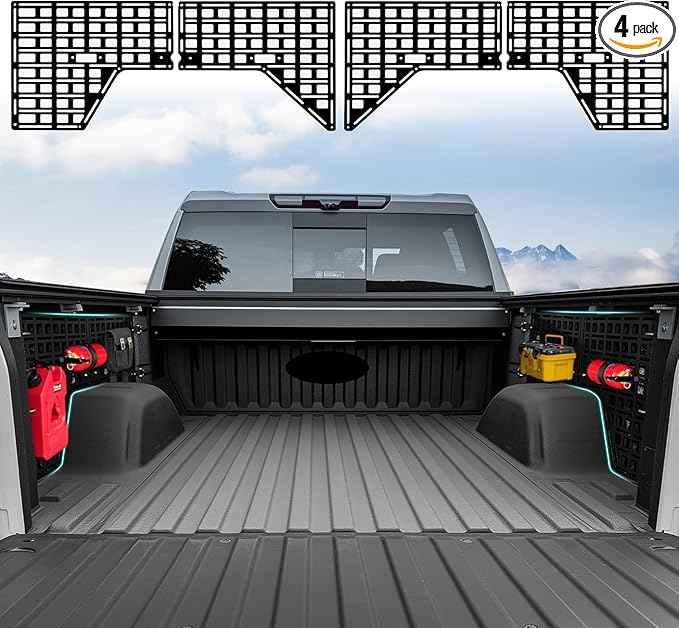 Side Truck Bed Molle Panel Rack System Compatible with 2019-2025 Chevy Silverado/GMC Sierra 1500 5.8FT Accessories Cargo Storage Organizer Tools Rack for 19-25 Chevrolet Silverado Accessories