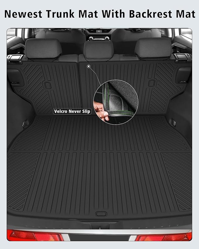 Floor Mats Custom for Toyota RAV4 Hybrid 2026 (Not for Cargo Area with Subwoofer) (Not for Phev) Trunk Mat with Backrest Mat All Weather TPE Full Set Cargo Liners for RAV-4 2026 Accessories, Black