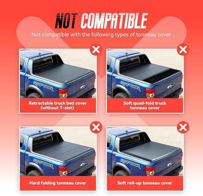 Truck Bed Adjustable Cross Bars, Wide Width Adjustment for All Pickup Trucks, No-Drills Needed Installation (Not for Any Bed Cover), 95033C