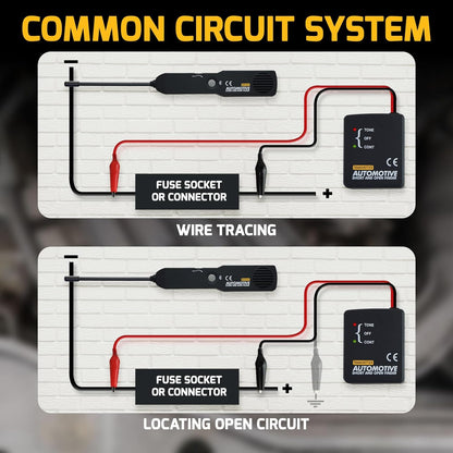 Automotive Electrical Open&Short Finder Circuit Tester Circuit Finder Detector Tone Generator Cable Wire Breaker Tracker Circuit Fault Finder DC 6-42V Car Diagnostic Tool