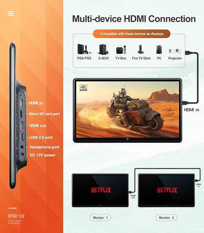 15.6 inch 4K Android Portable Car TV Headrest Monitor Tablet for Cars Back seat, Support Phone Wireless mirroring Touch Screen,with WiFi/Bluetooth/HDMI/USB/FM/Multimedia Video Player