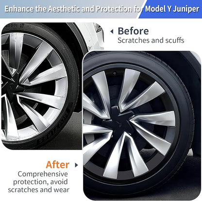 Tesla Model Y Juniper Rim Protector Fit 20" Helix Wheels 2025-2026|Wheel Covers 20 inch|ABS Guard Hubcap Cover for Curb Rash Prevention| Model Y Accessories|Matte Black(Set of 4)